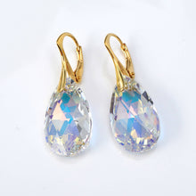 Load image into Gallery viewer, Small Pear shaped Drop earrings created with Swarovski® crystals
