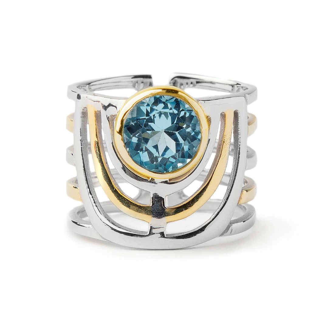 Solar Ring in Silver Gold & Gemstone